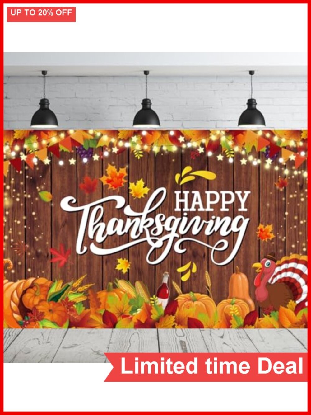 Thanksgiving Backdrop Banner Cloth Fabric 72x45in Fall Photography Party Decor